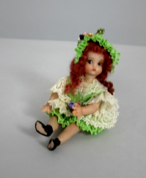 Toddler Doll in Green and White